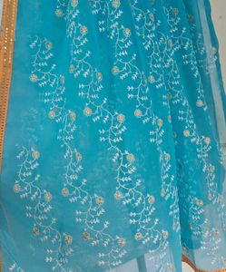 Sky-blue Embroidered Dupatta 💙