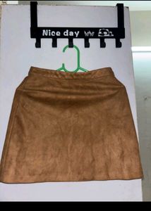 Tan Suede A-line Skirt