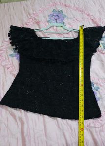Black Off-Shoulder Lace Top