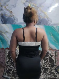 Chic Black Ruched Zipper Dress