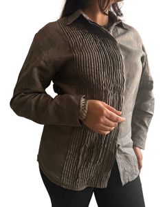 Stylish Brown Pleated Front Shirt