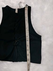 Black Lace-Up Crop top