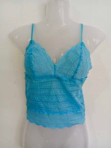Blue Lace Bralette Camisole Top
