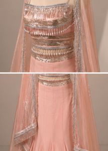 Stunning Peach Ethnic Gown with Cape