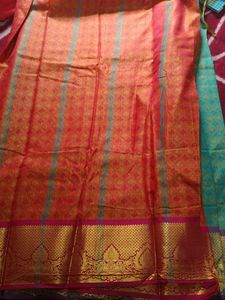Beautiful Teal Saree with Gold Border