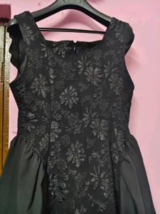 Square Neck Vintage-Style Jacquard A-Line Dress
