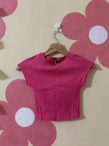 Vibrant Pink Cropped T-Shirt