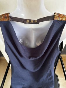 Stylish Brown leather Sleeveless Top