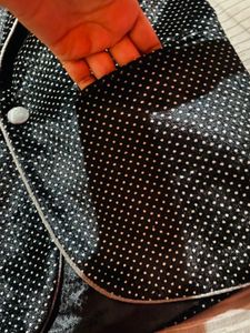 Men's Black Blazer with White Polka Dots