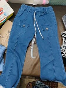 Blue Denim Cargo Pants for Girls