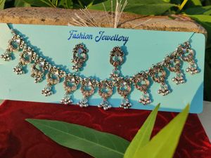 Oxidized Silver Necklace &amp; Earring Set