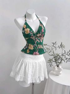 y2k Floral Halter Neck Top