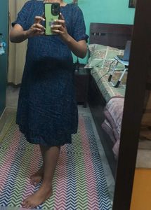 Blue Printed Maternity Short Gown
