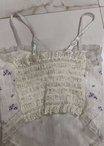 Floral Corset Top with Rhinestone Buttons