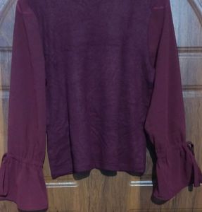 GIRL FULL SLEEVE ROUND NECK MAROON TOP