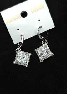 Sparkling Square Drop Earrings