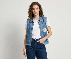 women's denim half jacket trendy and stylish