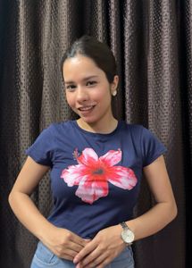 Navy Blue Floral Print T-Shirt