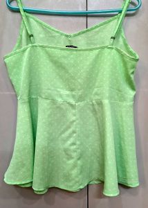 Light Green Polka Dot Peplum Top
