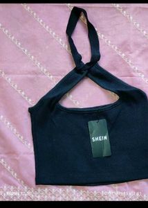 Black Halter crop top