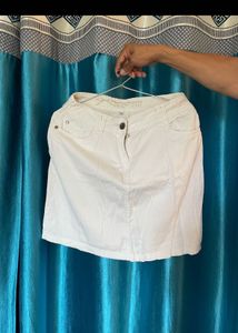 White Denim Mini Skirt