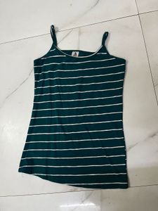 Green Striped Spaghetti Strap Top