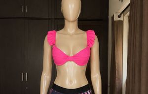 Hot Pink Ruffle Bikini Top