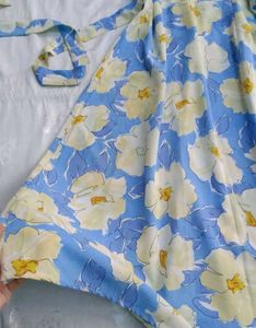 Blue Floral Print Midi Dress