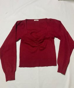 Red Long Sleeve Crop Top(Size-S-M)