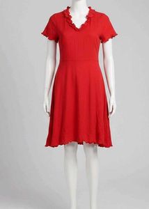 Red Ruffle Trim Dress