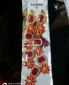 Stunning Pink Stone Necklace &amp; Earring Set