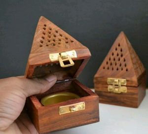 Pyramid Shape Wooden Incense Box
