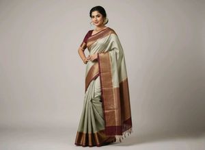 ✨Elegant Pure Banarasi Silk Saree – Maroon Border