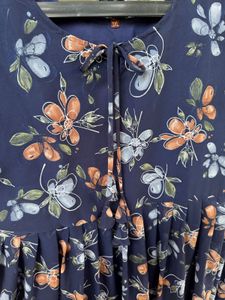 Navy Floral Print Midi Dress 3XL