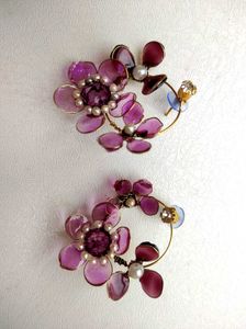 Resin Floral Hoop Earrings
