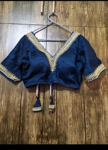 Elegant Navy Blue Embroidered Blouse