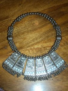 Boho Oxidized Silver Necklace Choker