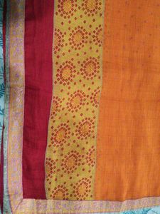 Vibrant Orange Bandhani Saree