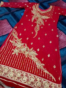 Red Embellished Kurta