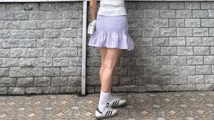 h&amp;m Lavender Gingham Mini Skirt
