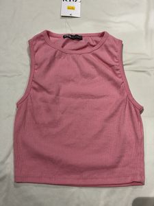 Cute Pink Ribbed Tank Top