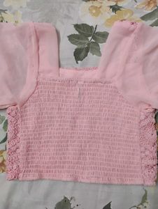 Crochet Crop Top with Puff Sleeves