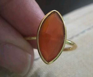 Marquise Cut Orange stone Ring SS925