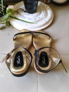 Heel's Black &amp; Gold Sandals