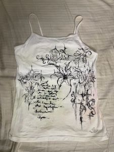 Y2K White Graphic Print tank