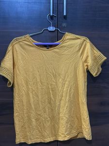 Yellow Lace Sleeve Top