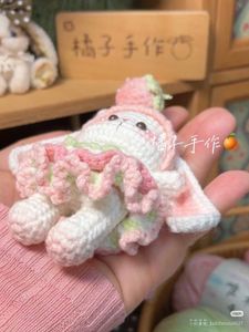 Crochet Bunny Strawberry Keychain