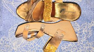 Glamorous Gold Wedge Sandals