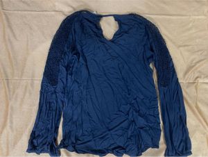 Navy Blue Embellished Long Sleeve Top