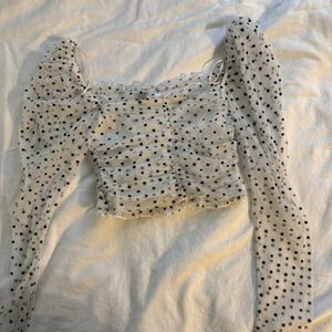 H&amp;m Polka Dot Mesh top